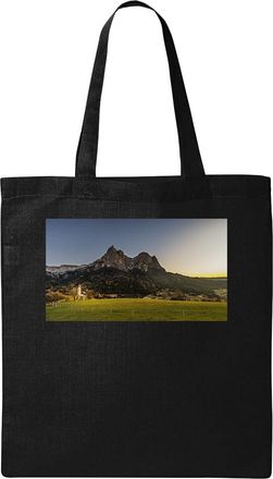 Generic Dolomites peaks photo art Natural Ecological Cotton Tote Bag Black