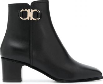 Ferragamo Womens Leather Ankle Boots In Black