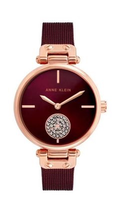 Anne Klein Crystal Burgundy Dial Ladies Watch AK/3000RGBY