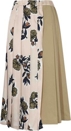 Max Mara Etra Pleated Skirt In Patterned Twill
