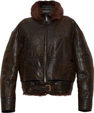 Dsquared2 Fur Jacket - Dames - Jassen - Bruin - 2XS - Leer - Jassen
