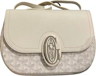 Goyard White Canvas & Chevroches Calfskin Yellow Tavenay Suede