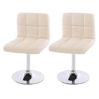 Hhg Hhg - Nunca Usado] Lote De 2 Sillas De Comedor Silla Giratoria Silla Kavala Imitaci&oacute;n Cuero Cromo, Crema