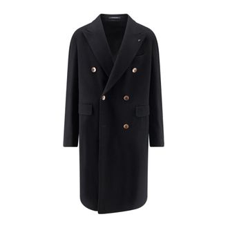 Tagliatore Gevoerd Virgin Wool En Cashmere Jas - Heren - Mantel - Zwart - 3XL - Jassen