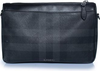 Burberry Pre-owned Mens Check print rambler bag in canvas - Grey - One Size