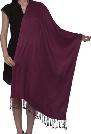World of Shawls Unisex Plain Pashmina Scarf Shawl Stole Wrap High Quality 100% Viscose Factory Clearance SEASONAL COLOURS (Wine)