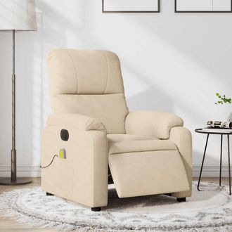 vidaXL Vidaxl - Sill&oacute;n Reclinable Masaje El&eacute;ctrico Tela Microfibra Color Crema