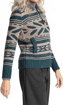 Pendleton Graphic Shetland Collection Zip Cardigan In Teal