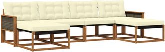 vidaXL Conjunto De Sof&aacute;s De Exterior 6 Uds. Natural Y Crema Vidaxl