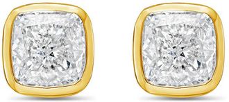 Diana M. Jewels 14KT YELLOW GOLD LAB GROWN CUSHION CUT STUDS IN A BEZEL SETTING WEIGHING 6.00 CTS TW