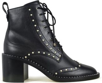 Jimmy Choo London Hannah Boots - Dames - Veterlaarzen - Zwart - 35 EU - Leer - Schoenen
