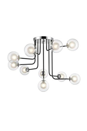 Netlighting Remy 10 Light Ceiling Light Chrome Black in Grey