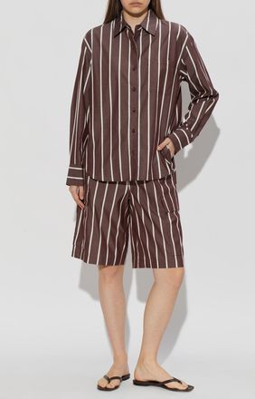 Rag & Bone Striped Pattern Shorts, Womens, Brown