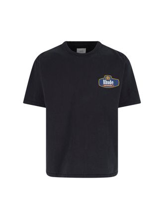 Rhude Black Graphic Print Cotton T-Shirt