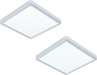 Loops 2 PACK Wall Flush Ceiling Light Colour Chrome Shade White Plastic Bulb LED 20W