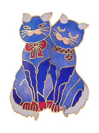 Susan Caplan Vintage 1980s Love Cats brooch - Blue