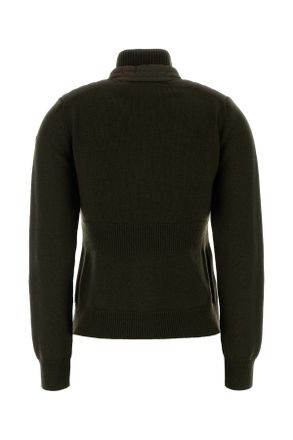 Moncler Nylon and Knit Down Jacket - Brown