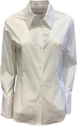 Odeeh Witte Blouse Slim Fit Puntkraag - Dames - Overhemden - Wit - S - Katoen - Overhemden