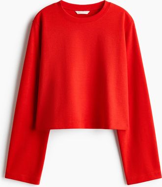 H&M Kurzshirt aus Interlockjersey - Red