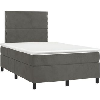 vidaXL Vidaxl - Cama Box Spring Colch&oacute;n Y Led Terciopelo Gris Oscuro 120x190 Cm