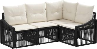 vidaXL Conjunto De Sof&aacute;s De Jard&iacute;n 4 Uds. Negro Rat&aacute;n Sint&eacute;tico Vidaxl
