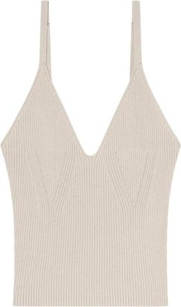 A|X Armani Exchange Ribgebreide Top met Dunne Bandjes - Dames - Tops zonder mouwen - Beige - L - Tops