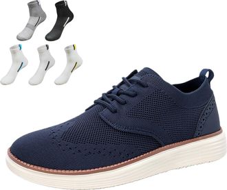 Generic Mens Business Casual Shoes Lace up Oxfords Sneakers Comfortable Mesh Dress Walking Shoes, Lightweight Breathable Soft Sole (Dark Blue,11.5)