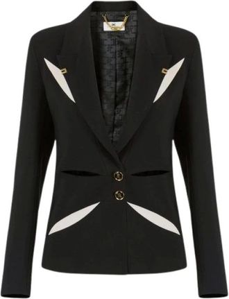 Elisabetta Franchi Dames, Jassen, Zwart, Maat: M Satijn