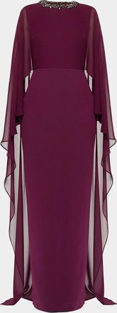 Roland Mouret Embellished Cape Column Gown