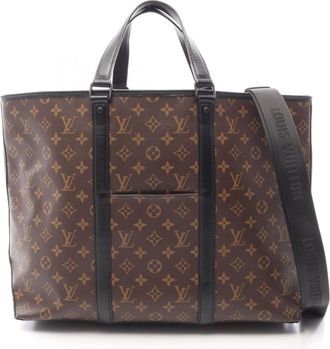 Louis Vuitton Black Brown Coated Canvas Leather Handbag Tote Bag (Pre-Owned)