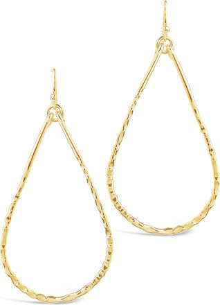 Sterling Forever Hammered Teardrop Dangle Earring-Rose Gold