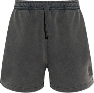 Isabel Marant Miranae drawstring embroidered shorts - women - Cotton/Polyester - 38 - Grey