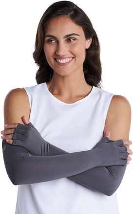 Coolibar Perpetua Long Fingerless UV Sun Gloves, UPF 50+ Sun Protection in Charcoal at Nordstrom, Size X-Small
