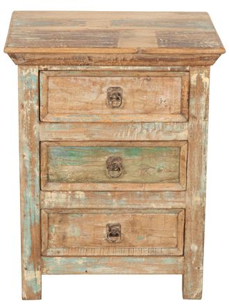Biscottini International Comodino In Legno Massiccio Riciclato Finitura Anticata