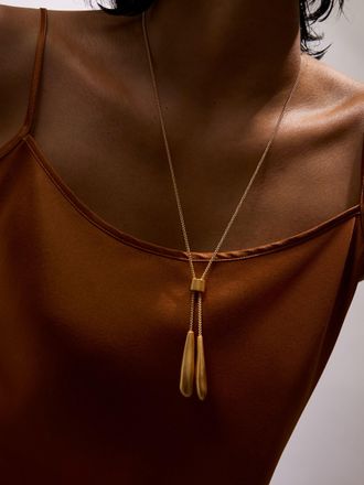 Reiss Gold Sculpted Drop Lariat Necklace
