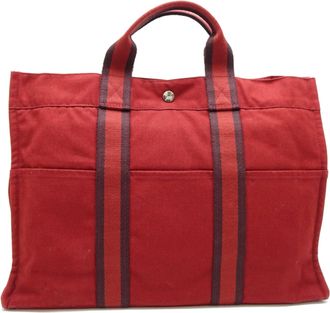 Herm&egrave;s Orange Canvas Tote Bag (Pre-Owned)