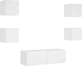 vidaXL Vidaxl - Muebles De Tv De Pared Con Luces Led 5 Piezas Blanco