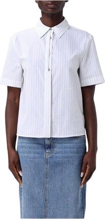 Pinko Pinko, Overhemden, Dames, Wit, XS, Katoen, Gestreept katoenen overhemd