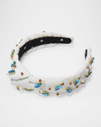 Lele Sadoughi Slim Knotted Crystal-Embellished Headband