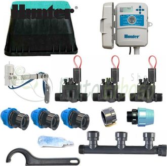 Hunter Kit De Riego De 3 Zonas Con Controlador Exterior X2