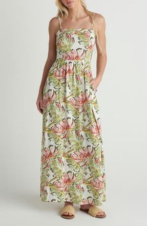 Hurley Malibu Leaf Print Maxi Dress in Off White at Nordstrom Rack, Size X-Small