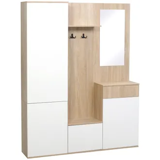 HOMCOM Homcom - Mobile Attaccapanni Da Ingresso 4 In 1 In Truciolato Bianco