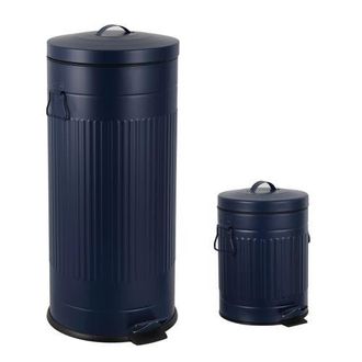 Happimess Theo Retro 8-Gallon Step Trash Can with Soft-Close Lid and Mini Trash Can in Denim Blue at Nordstrom