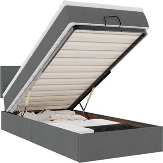 vidaXL Estructura Cama Otomana Colch&oacute;n Tela Gris Oscuro 90x190cm Vidaxl
