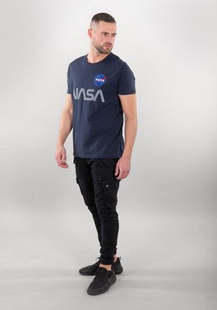 Alpha Industries T-Shirt ALPHA INDUSTRIES ALPHA INDUSTRIES Men - T-Shirts NASA Reflective T, Herren, Gr. XL, rep.blau, Shell: 100% Cotton [grey heather=90% CO, 10% Pol