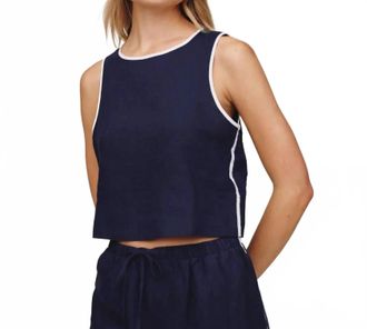 Bella Dahl Contrast Keyhole Tank Top In Nautical Night