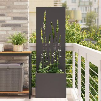 vidaXL Macetero De Jard&iacute;n Con Panel Decorativo Negro 50 X 140 Cm Vidaxl