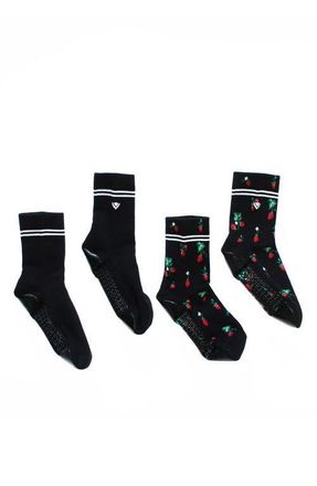 Arebesk 2-Pack Classic Crew Grip Socks in Black Multi at Nordstrom, Size Medium