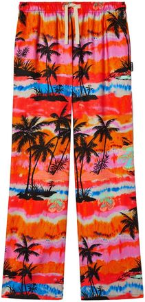 Palm Angels psychedelic-palms wide-leg trousers - men - Cotton/Lyocell - 52 - Multicolour