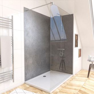 Aurlane Pack di 2 Pannelli Murali Pietra Silver Grey 90+120x210 cm con Profili Cromati - stoneit
